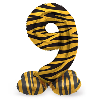 Folat Staande Folieballon Cijfer 9 Tiger Chic - 72 cm