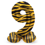 Staande Folieballon Cijfer 9 Tiger Chic - 72 cm