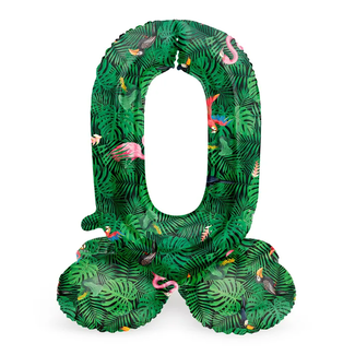 Folat Staande Folieballon Cijfer 0 Jungle Vibe - 72 cm
