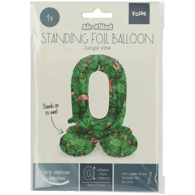Staande Folieballon Cijfer 0 Jungle Vibe - 72 cm