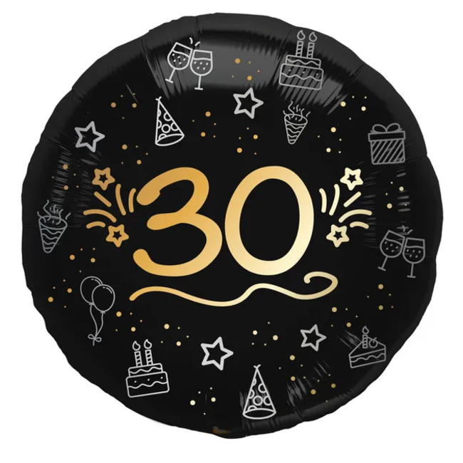 Folieballon - "30" - Shining Glam - 45 cm