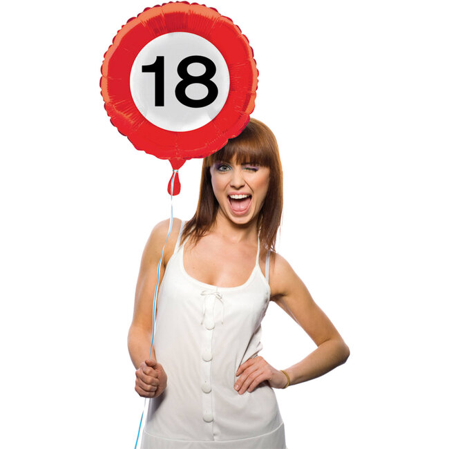 18 Jaar Folie/Helium Ballon Verkeersbord - 46 cm