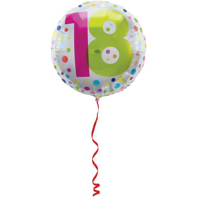 18 Jaar Happy Bday Dots Folieballon - 45cm