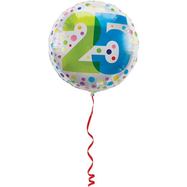 25 Jaar Happy Bday Dots Folieballon - 45cm