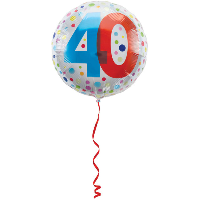 40 Jaar Happy Bday Dots Folieballon - 45cm