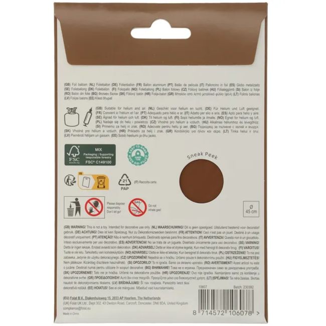 Folieballon Vorm Hart - Chocolade Bruin - Ultra Matt - 45 cm