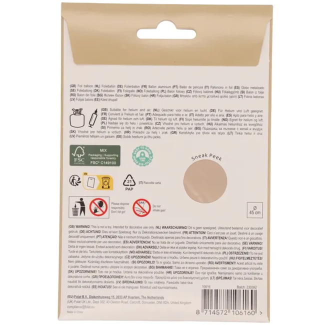 Folieballon Vorm Rond - Starlight Gold - Satin Gloss - 45 cm