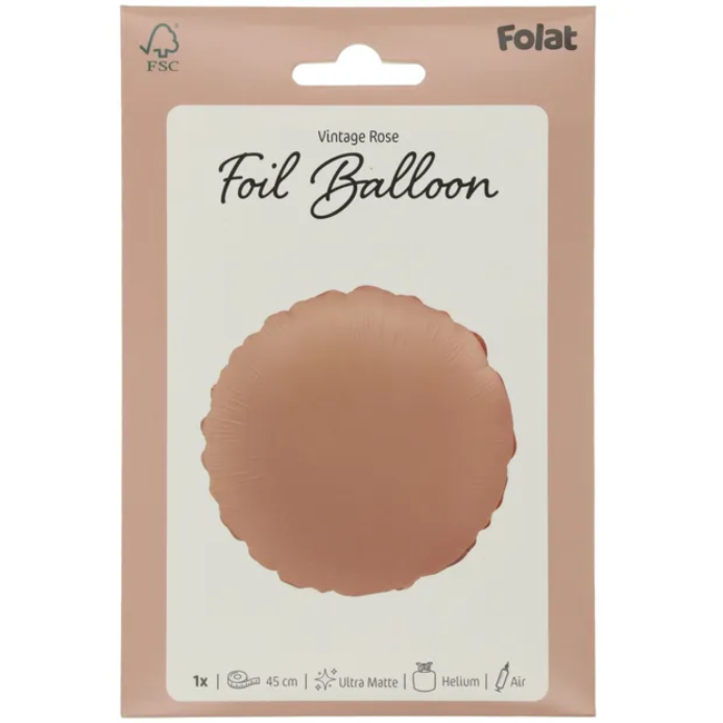 Folieballon Vorm Rond - Vintage Rose - Ultra Matt - 45 cm