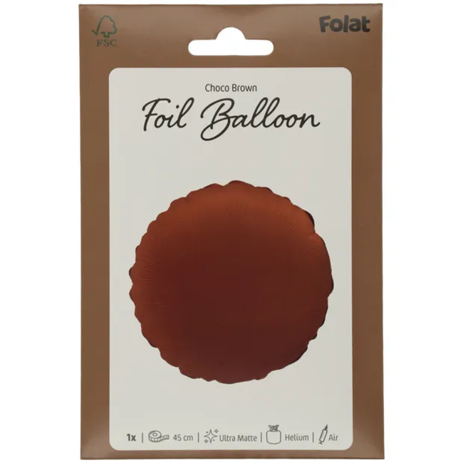 Folieballon Vorm Rond - Chocolade Bruin - Ultra Matt - 45 cm