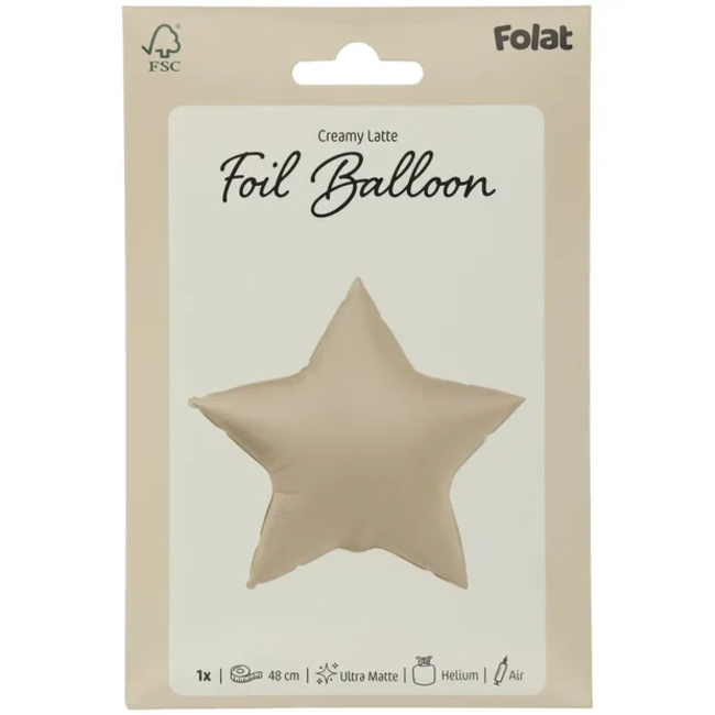 Folieballon Vorm Ster - Creamy Latte - Ultra Matt - 45 cm