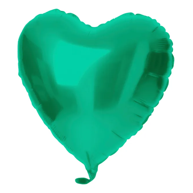 Folieballon Hartvormig Groen Metallic Mat - 45 cm