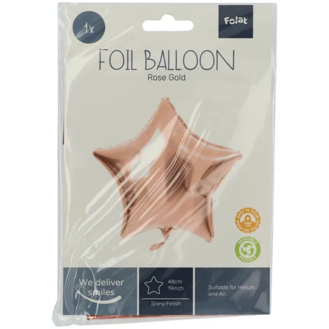 Folieballon Stervormig Roségoud - 45 cm