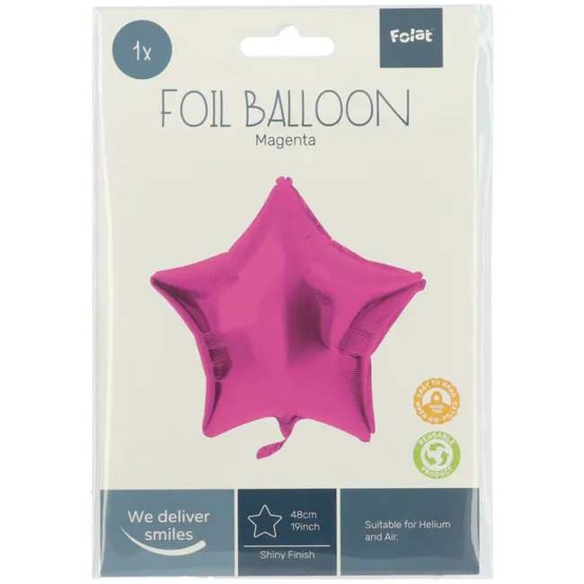 Folieballon Stervormig Magenta - 45 cm