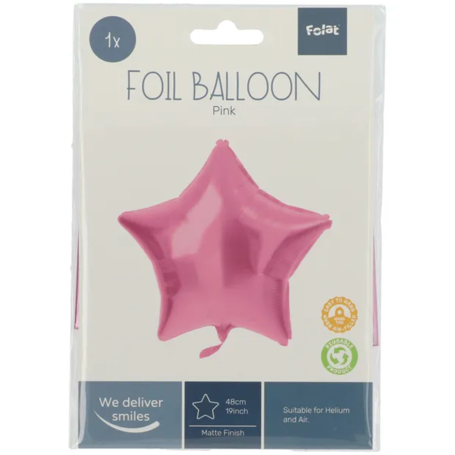 Folieballon Stervormig Roze Metallic Mat - 45 cm