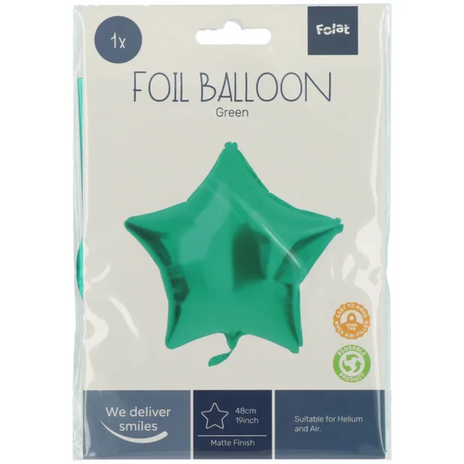 Folieballon Stervormig Groen Metallic Mat - 45 cm