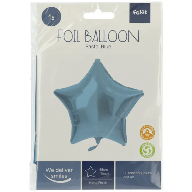 Folieballon Stervormig Pastel Blauw Metallic Mat - 45 cm
