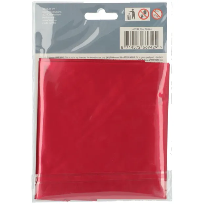 Folieballon Stervormig Rood Metallic Mat - 45 cm