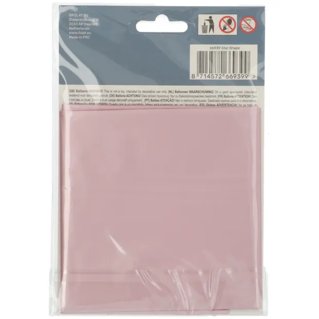 Folieballon Stervormig Pastel Roze Metallic Mat - 45 cm