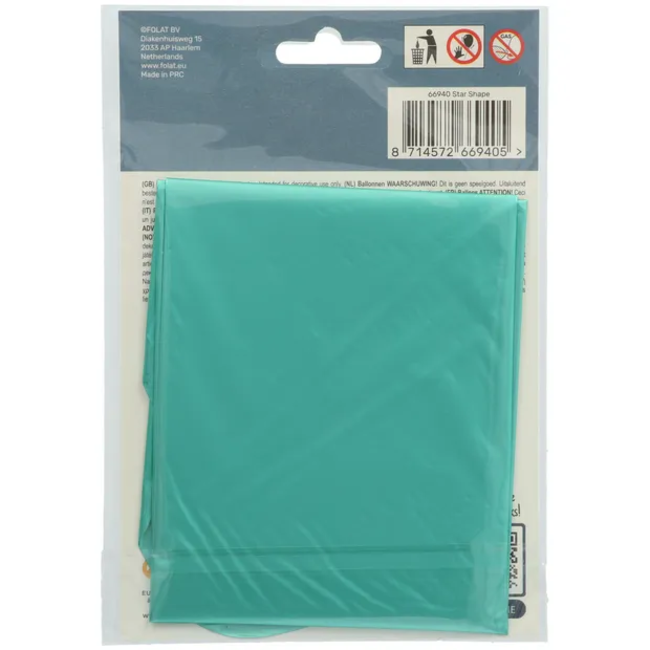 Folieballon Stervormig Pastel Aqua Metallic Mat - 45 cm
