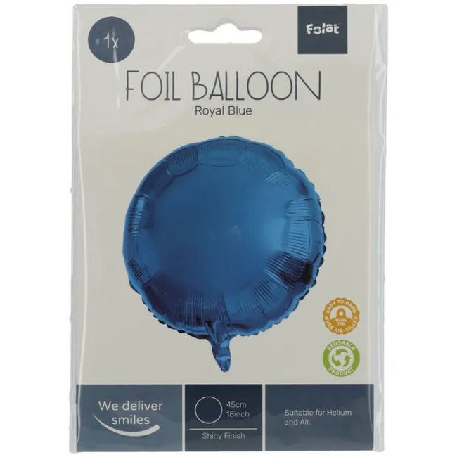 Folieballon Rond Blauw - 45 cm