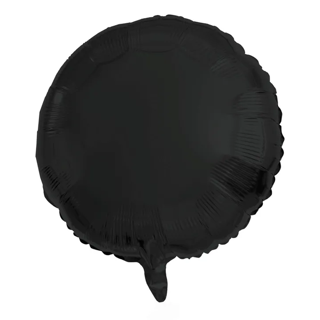 Folieballon Rond Zwart Metallic Mat - 45 cm