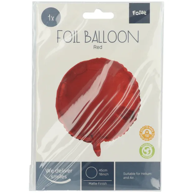 Folieballon Rond Rood Metallic Mat - 45 cm