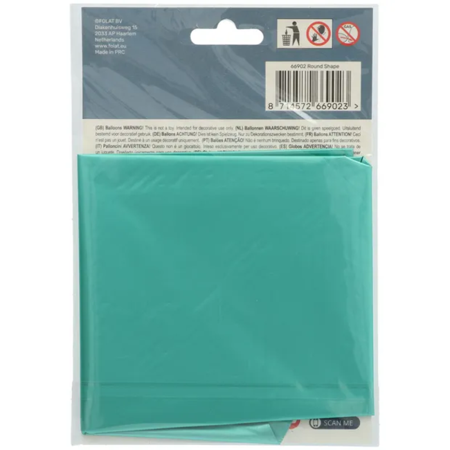 Folieballon Rond Pastel Aqua Metallic Mat - 45 cm