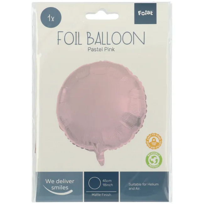 Folieballon Rond Pastel Roze Metallic Mat - 45 cm