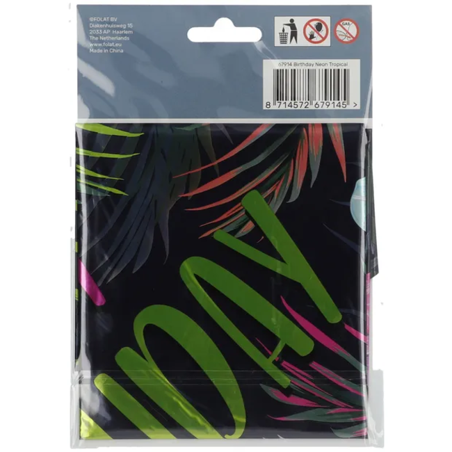 Folieballon Verjaardag Neon Tropical - 45 cm