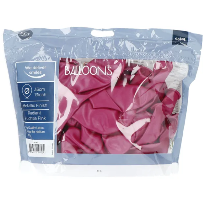 Ballonnen Radiant Fuchsia Pink Metallic 33cm - 50 stuks