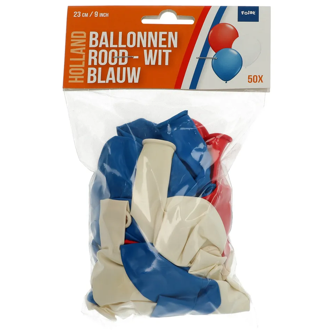 Ballonnen Rood-Wit-Blauw 23cm - 50 stuks