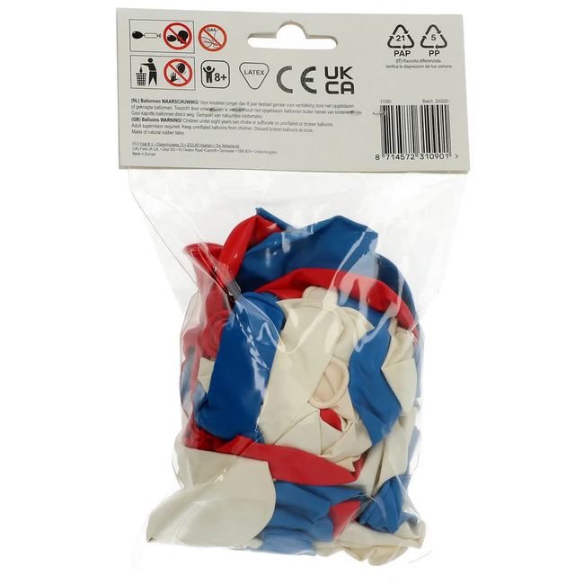 Ballonnen Rood-Wit-Blauw 23cm - 50 stuks