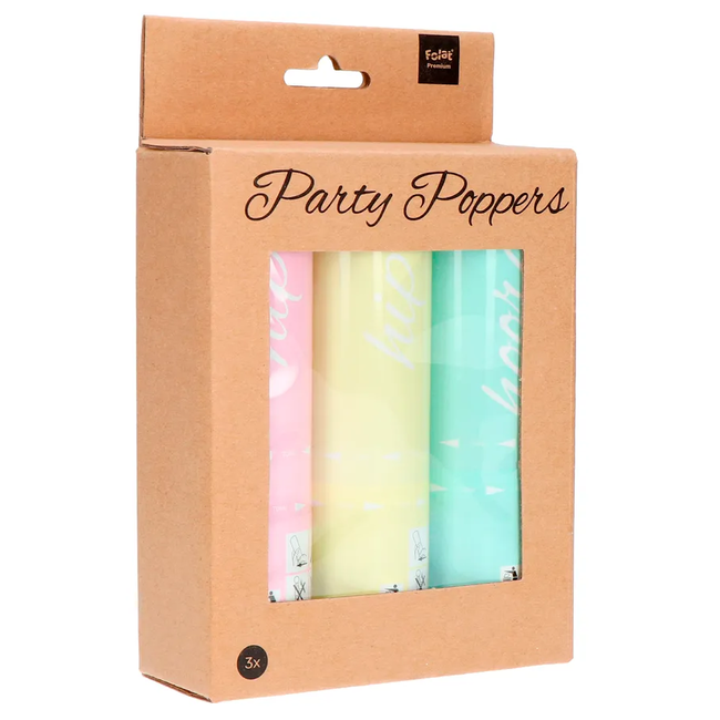 Set met 3 Confetti Kanonnen Pastel - 15cm