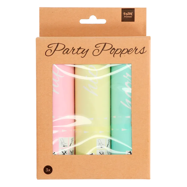 Set met 3 Confetti Kanonnen Pastel - 15cm