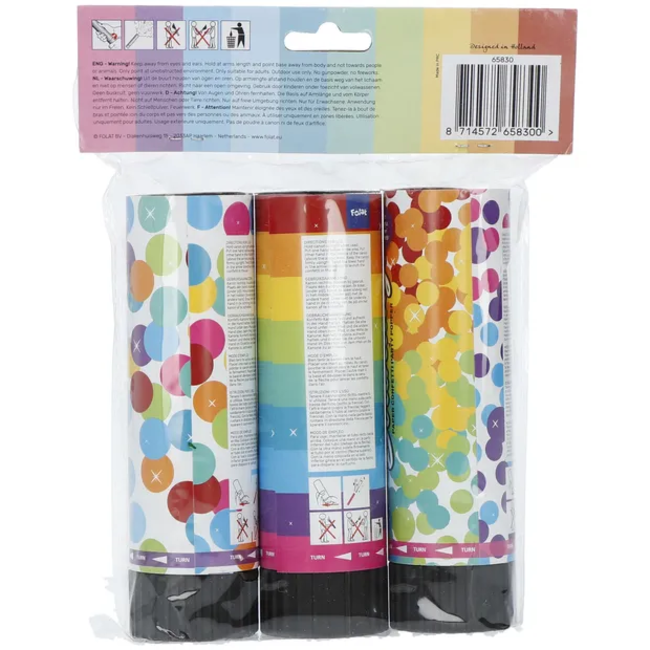 Set met 3 Confetti Kanonnen Rainbow Bday - 15cm