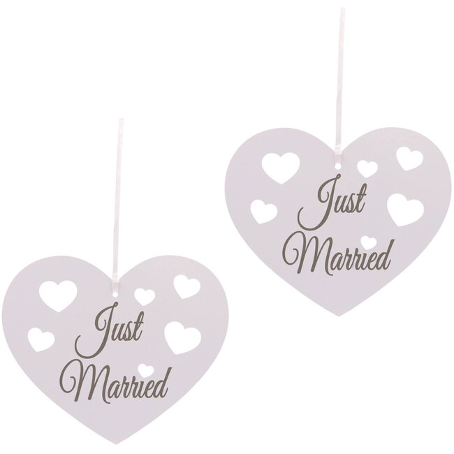 Hangdecoratie harten Just Married - 5 stuks