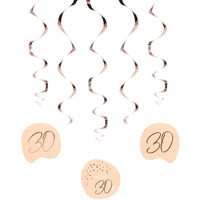 Hangdecoratie Elegant Lush Blush 30 Jaar - 5 stuks