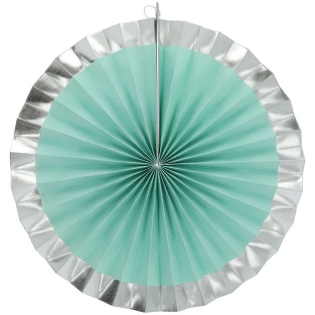 Papieren Waaiers/Rozetten Mint/Zilver - 3 stuks