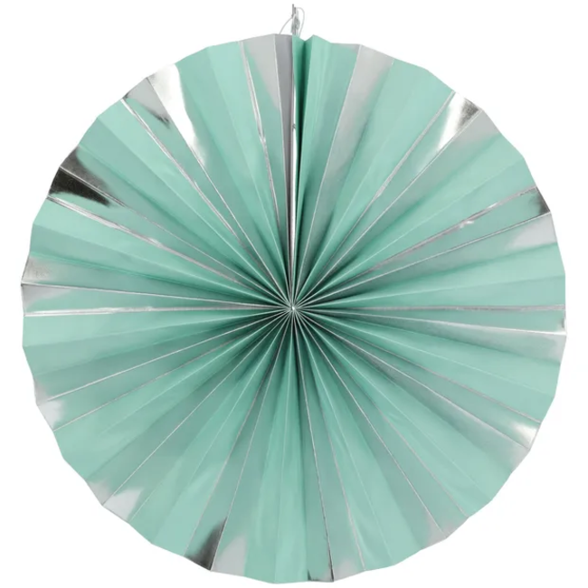 Papieren Waaiers/Rozetten Mint/Zilver - 3 stuks