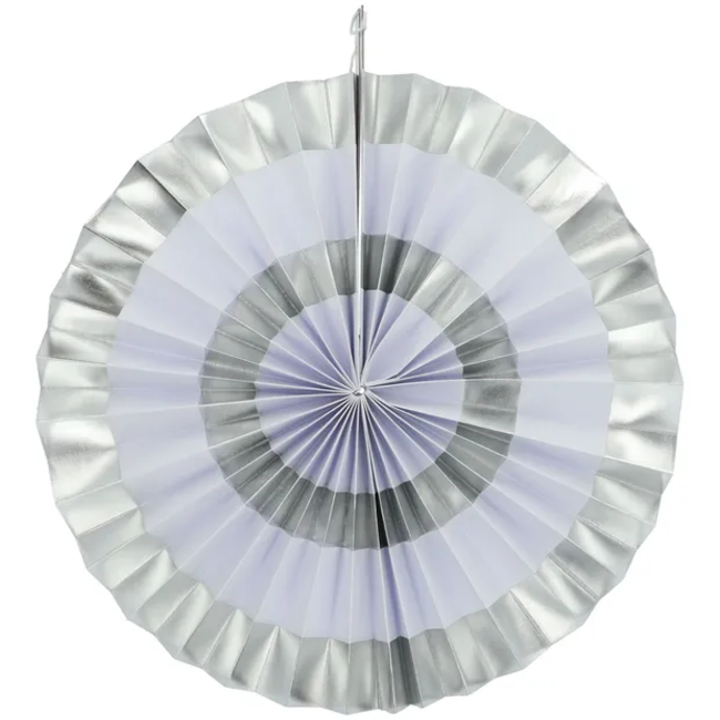 Papieren Waaiers/Rozetten Mint/Zilver - 3 stuks