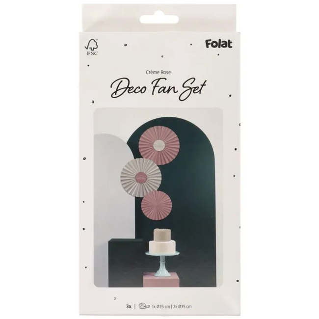 Deco Fan Set - Crème Rose - 3 stuks