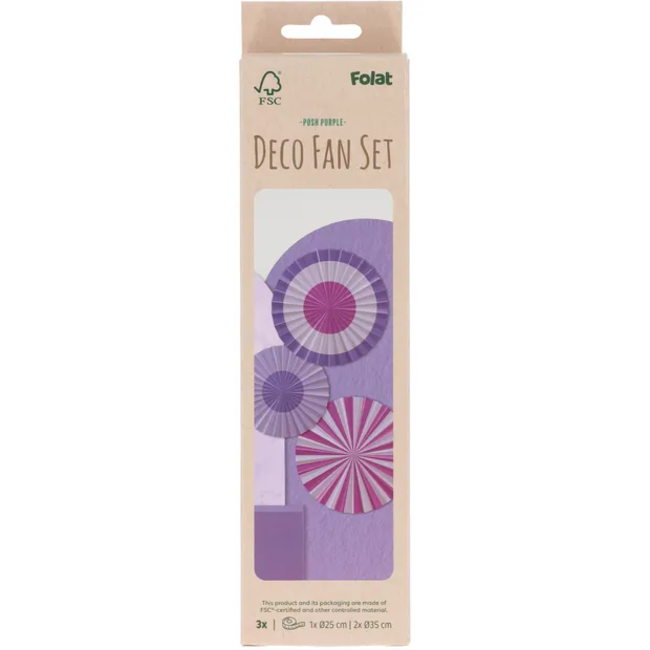 Deco Fan Set - Posh Purple - 3 stuks