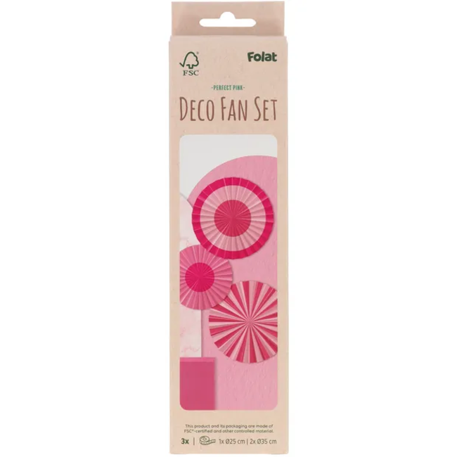 Deco Fan Set - Perfect Pink - 3 stuks