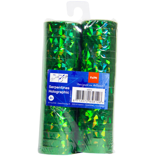 Groene Holografische Serpentines 4m - 2 stuks