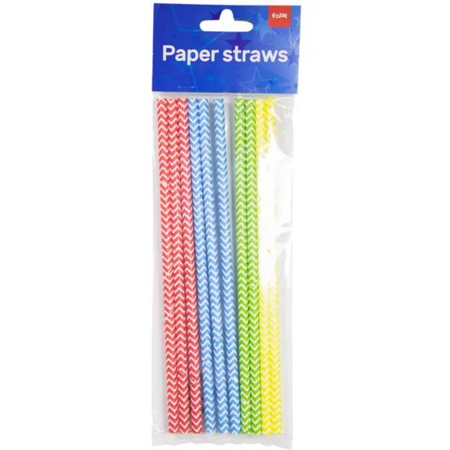 Meerkleurige Zigzag Papieren Rietjes 20cm - 10 stuks