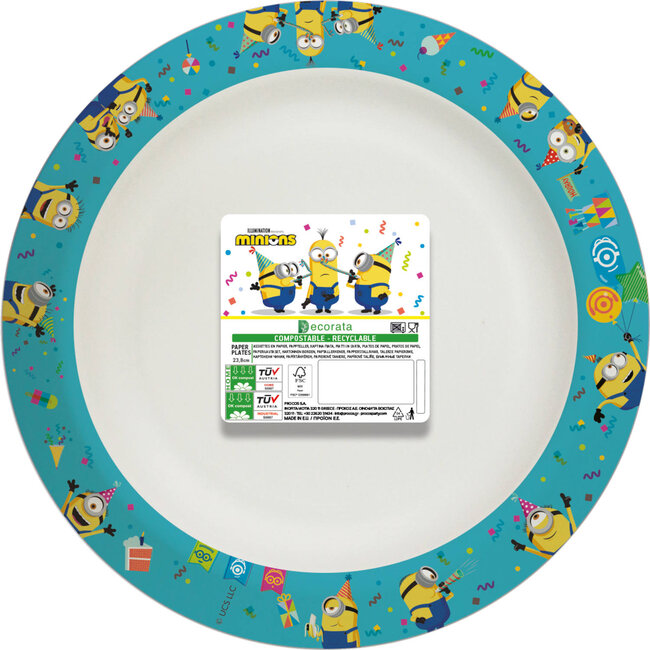 Borden Papier Composteerbaar Minions 24cm - 8 stuks