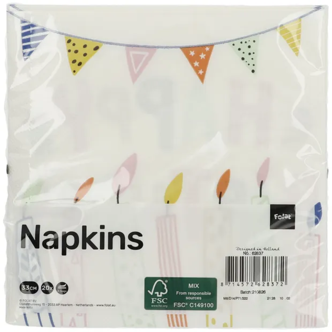 Servetten Party Green 33x33cm - 20 stuks