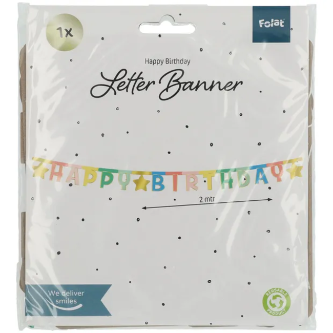 Letterslinger Happy Birthday Retro - 1,6 meter