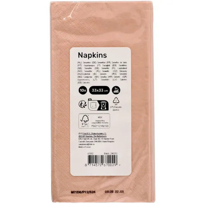 Servetten Elegant Lush Blush 33x33cm - 10 stuks