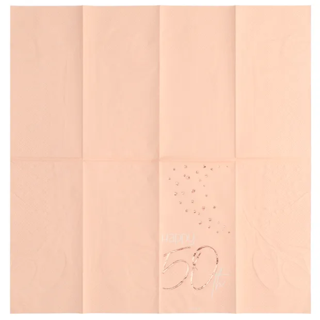 Servetten Elegant Lush Blush 50 Jaar 33x33cm - 10 stuks